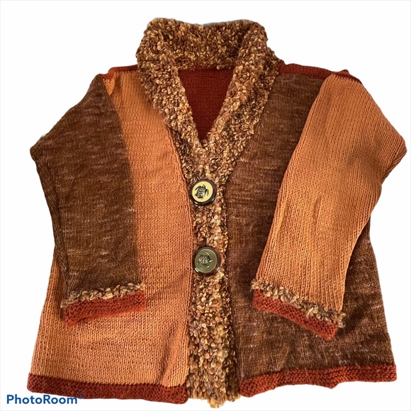 Chunky Sweater Cardigan Hand Knit By Artist L - Picture 14 of 15
